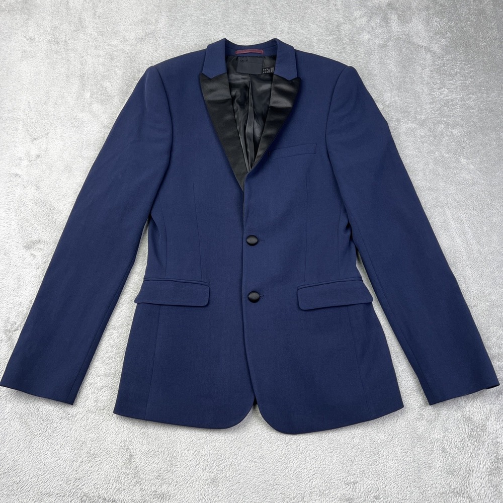 Asos Jacket Mens‎ 36 Blue Black Blazer Polyester Blend Short Jacket Formal